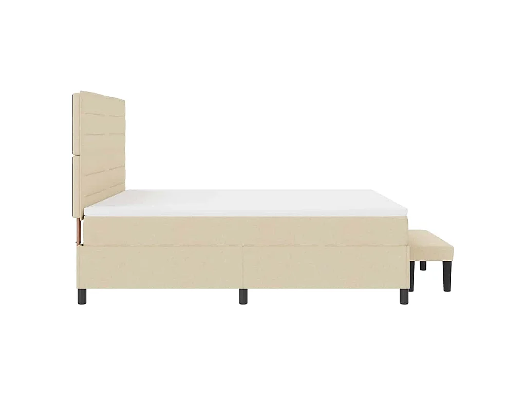 Boxspringbett mit Kissen mit Kopfteil Creme 180 x 200 cm Stoff