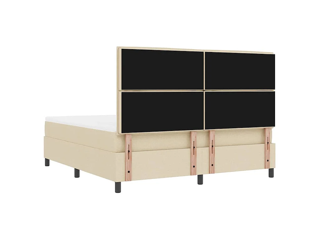 Boxspringbett mit Kissen mit Kopfteil Creme 180 x 200 cm Stoff