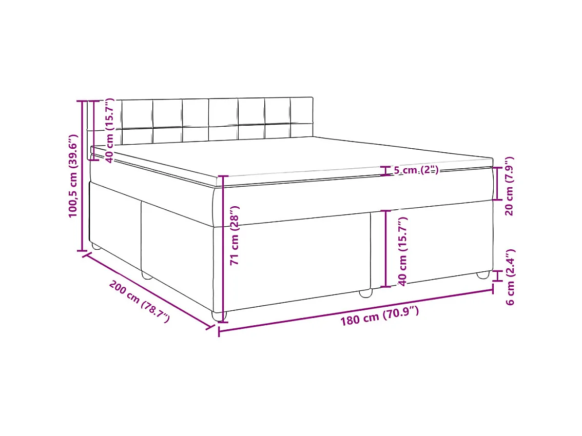 Giroletto a Molle con Materasso Tortora 180x200 cm in Tessuto
