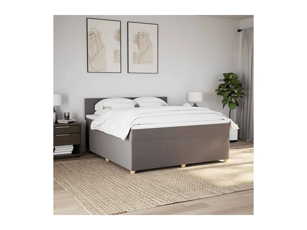 Giroletto a Molle con Materasso Tortora 180x200 cm in Tessuto