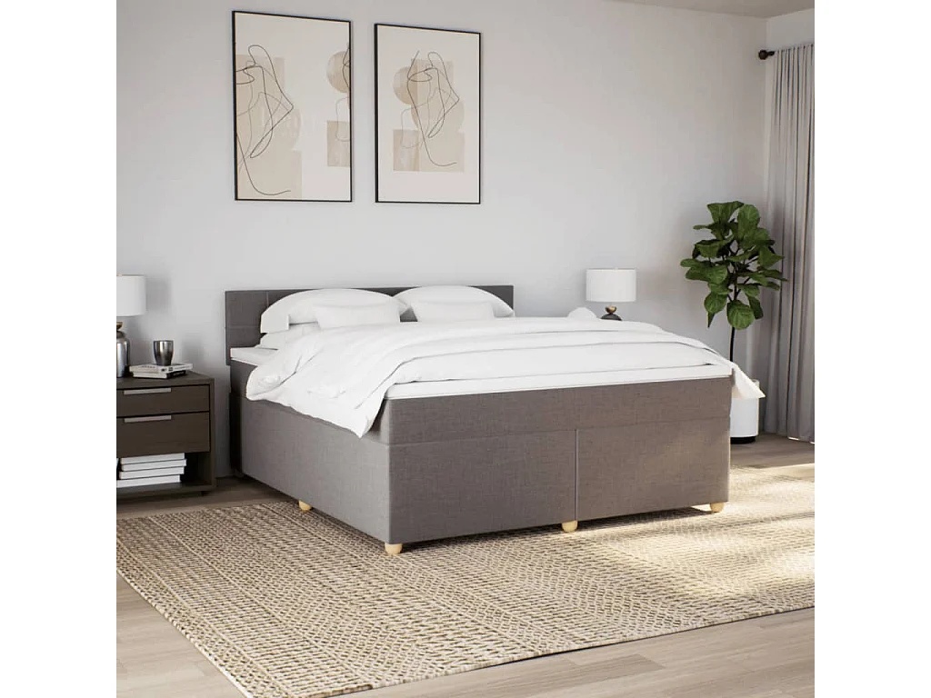 Giroletto a Molle con Materasso Tortora 180x200 cm in Tessuto