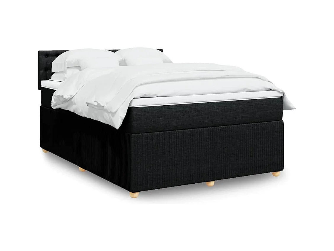 Sommier à lattes de lit avec matelas Noir 140x190 cm Tissu