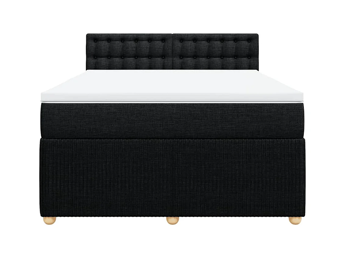 Sommier à lattes de lit avec matelas Noir 140x190 cm Tissu