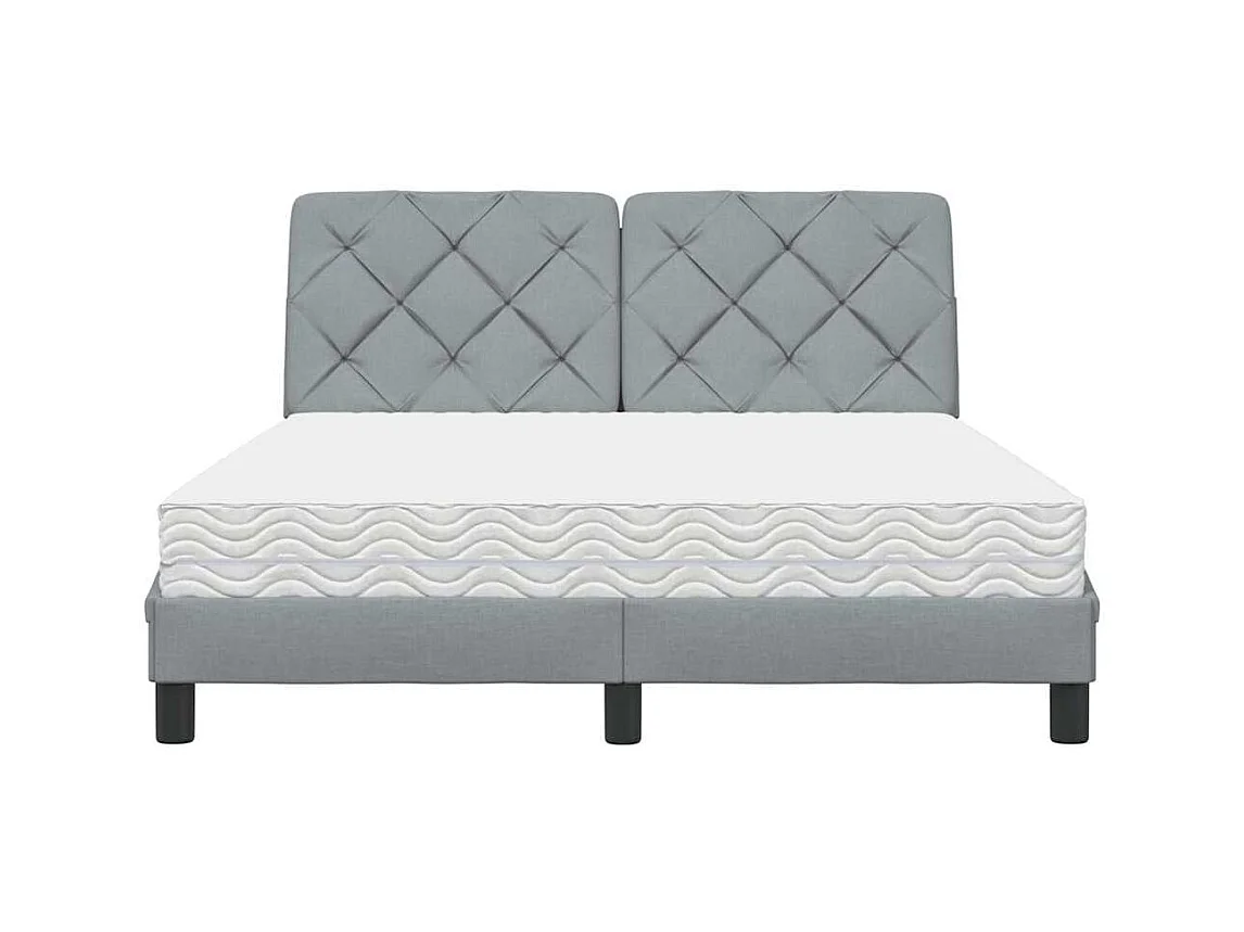 Bett mit Matratze Hellgrau 140x190 cm Stoff