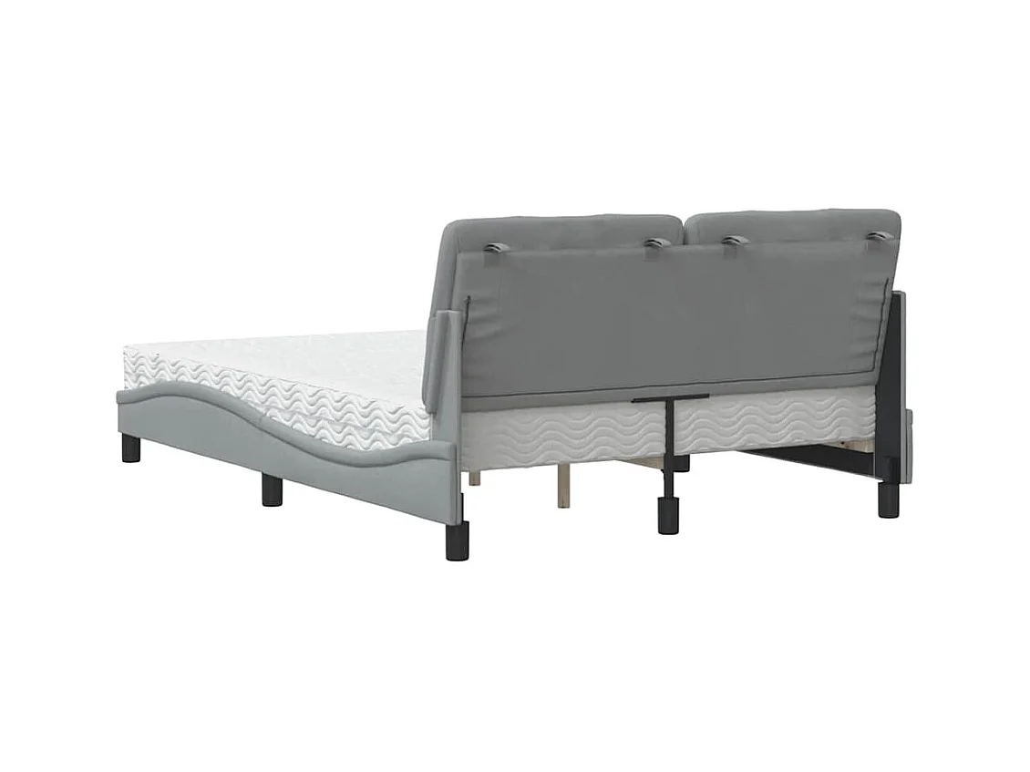 Bett mit Matratze Hellgrau 140x190 cm Stoff