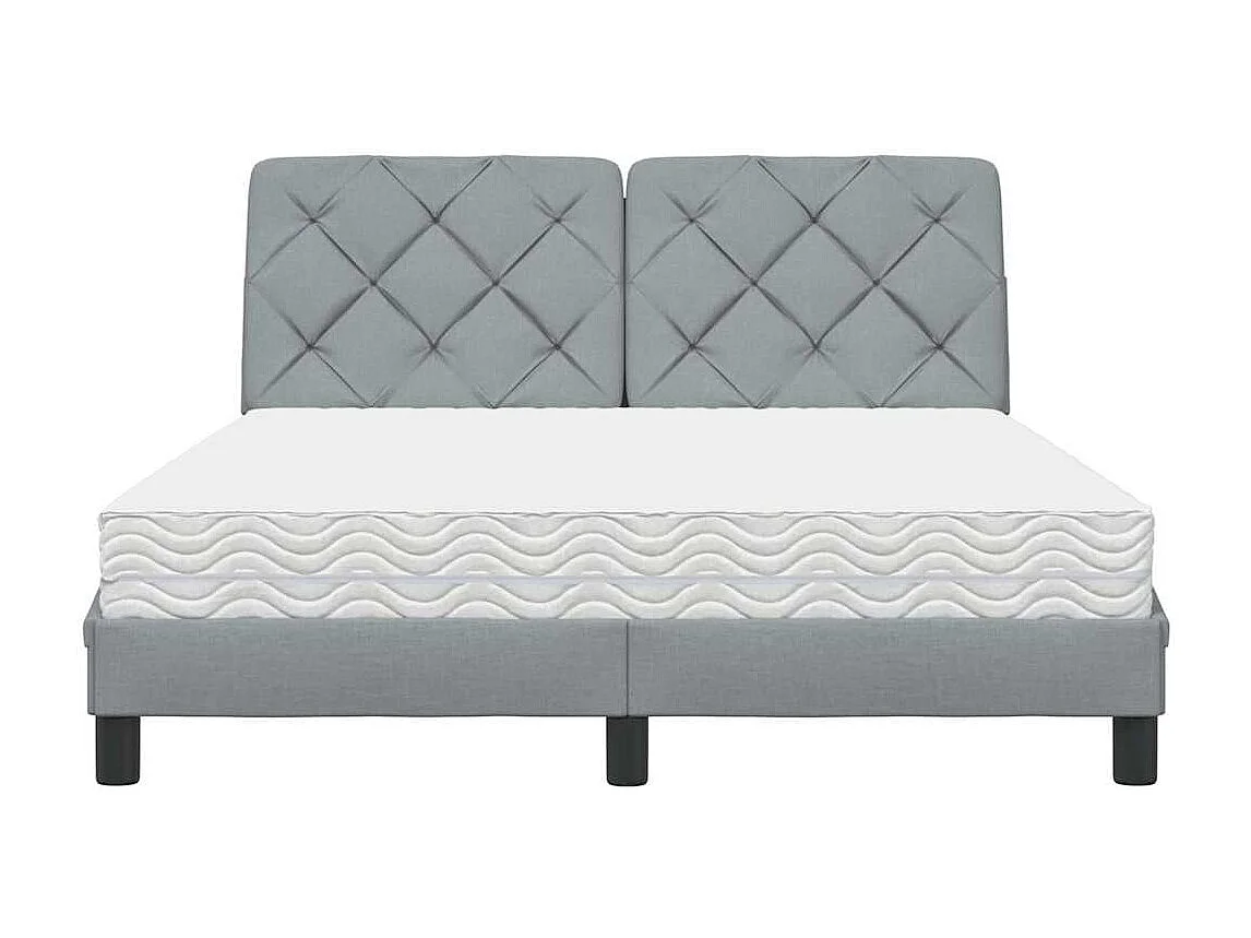 Letto con Materasso Grigio Chiaro 140x190cm Tessuto