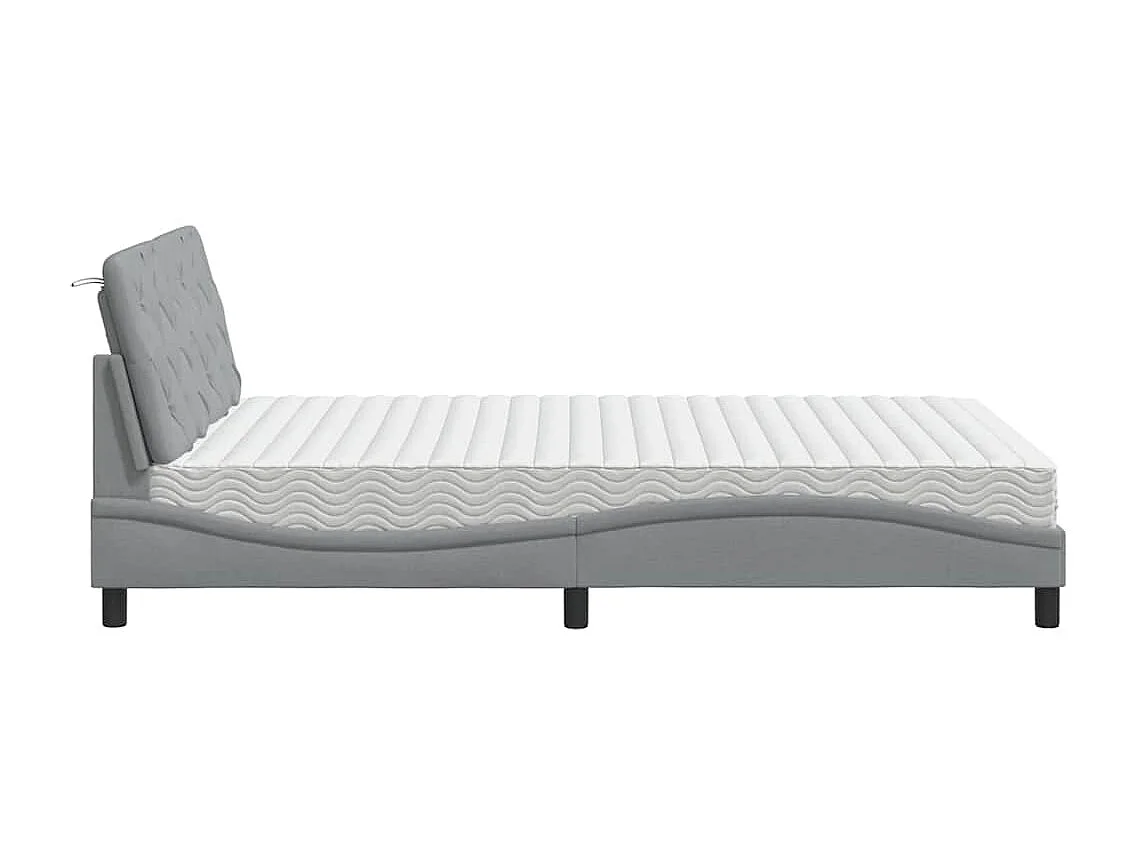 Letto con Materasso Grigio Chiaro 140x190cm Tessuto