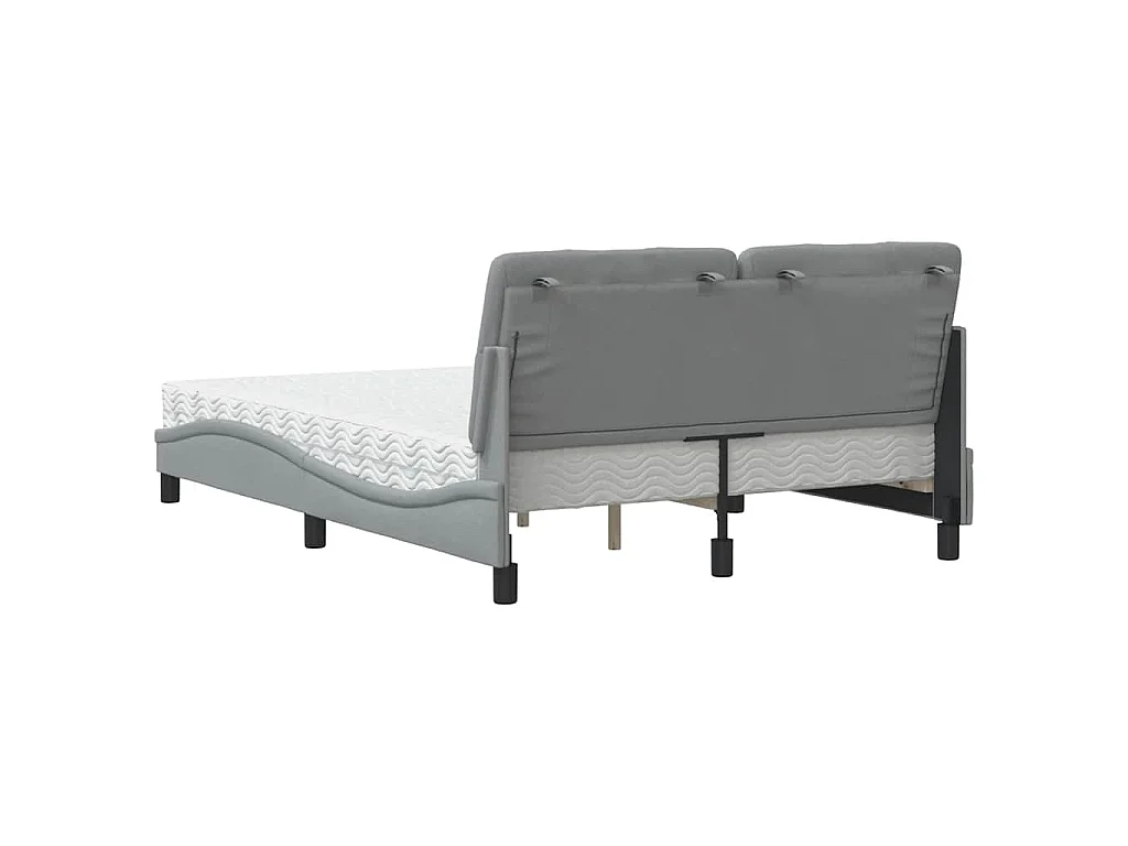 Letto con Materasso Grigio Chiaro 140x190cm Tessuto