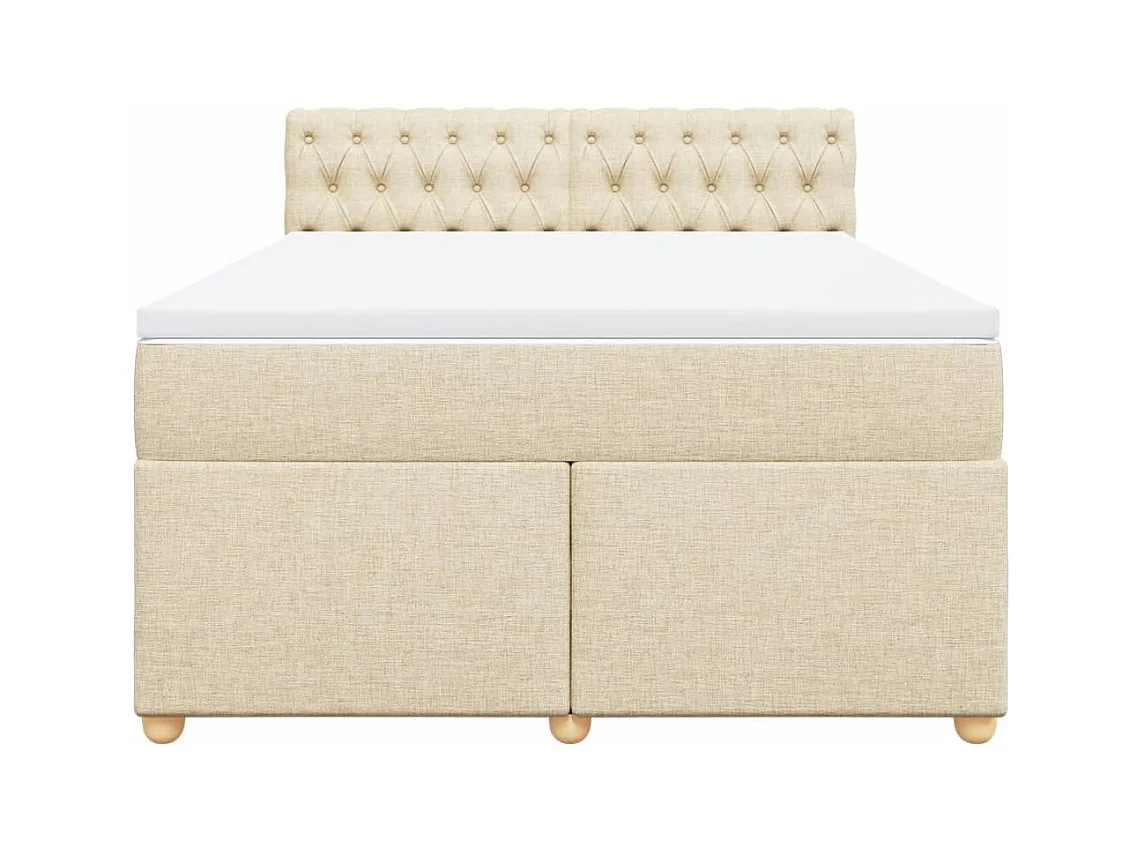 Sommier à lattes de lit avec matelas Crème 140x200 cm Tissu