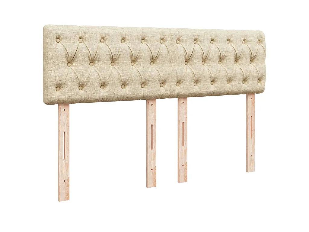Cama box spring con colchón tela color crema 140x200 cm