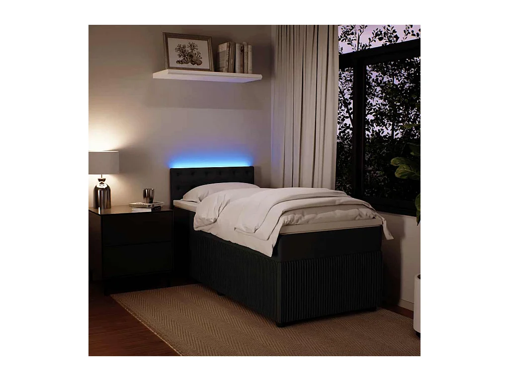 Sommier à lattes de lit avec matelas Noir 90x200 cm Velours