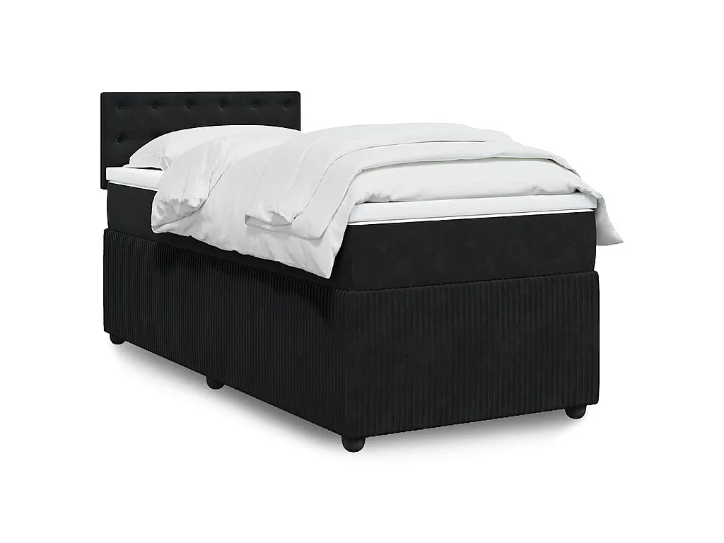 Boxspring met matras fluweel zwart 90x200 cm