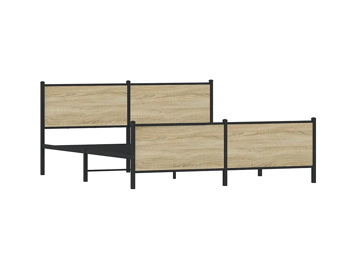 Cadre de lit en métal sans matelas chêne sonoma 180x200 cm