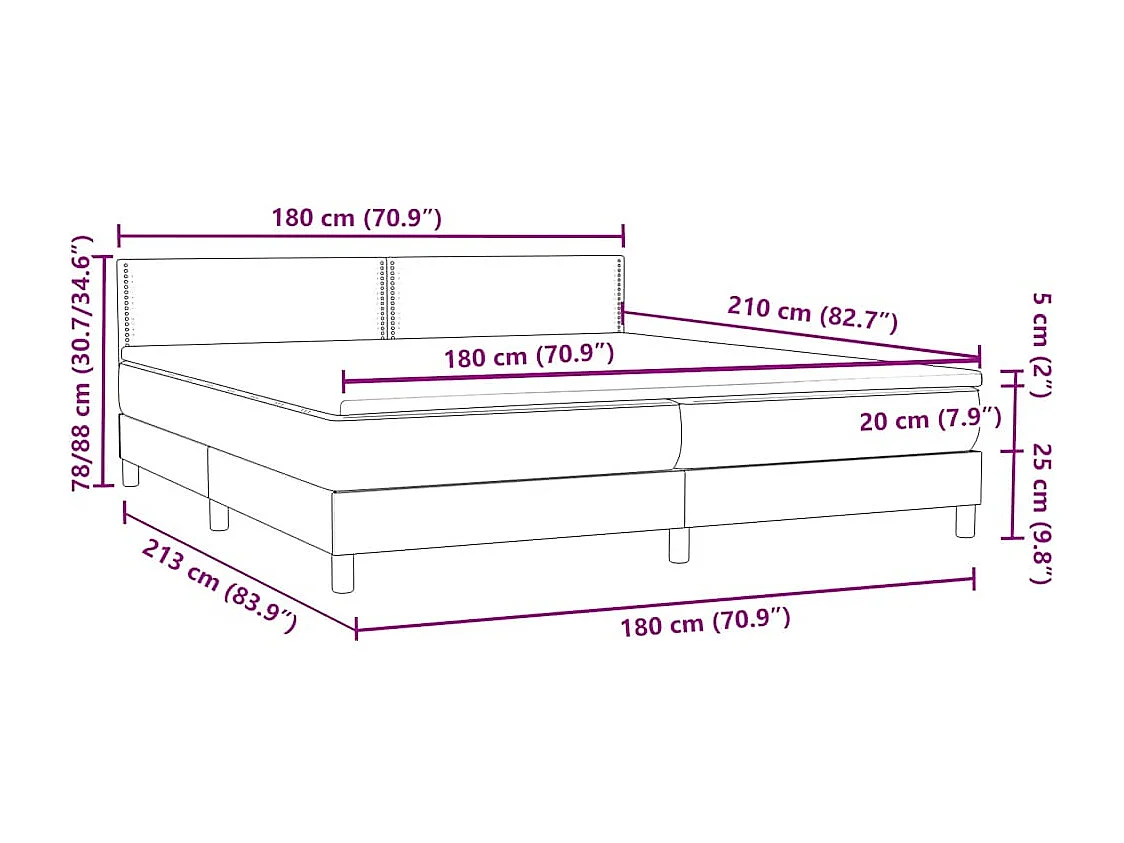 Sommier à lattes de lit avec matelas rose 180x210 cm velours