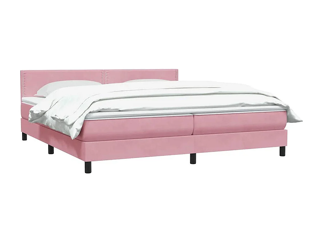 Sommier à lattes de lit avec matelas rose 180x210 cm velours
