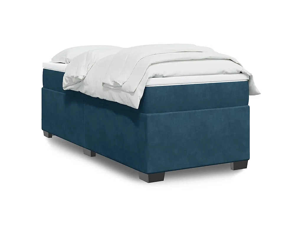 Boxspringbett mit Matratze Dunkelblau 100x200 cm Samt