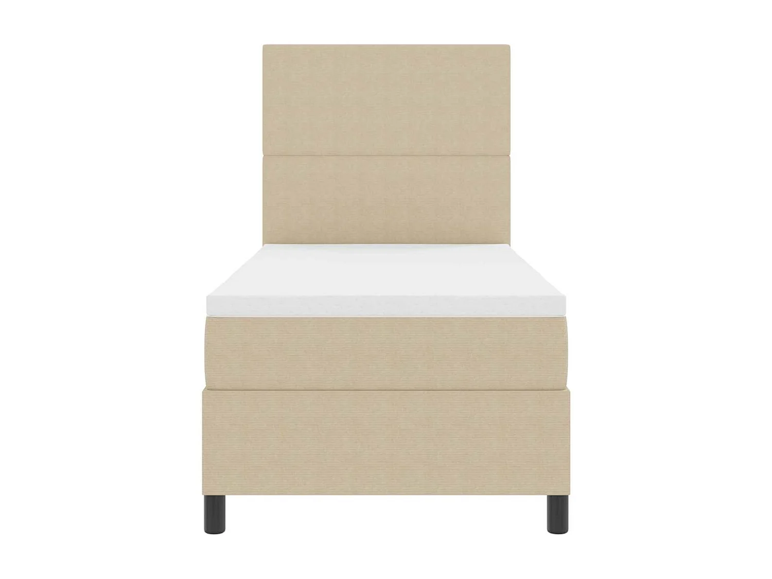 Boxspringbed Lichtgrijs en wit. 90 x 200 cm Katoen Stof