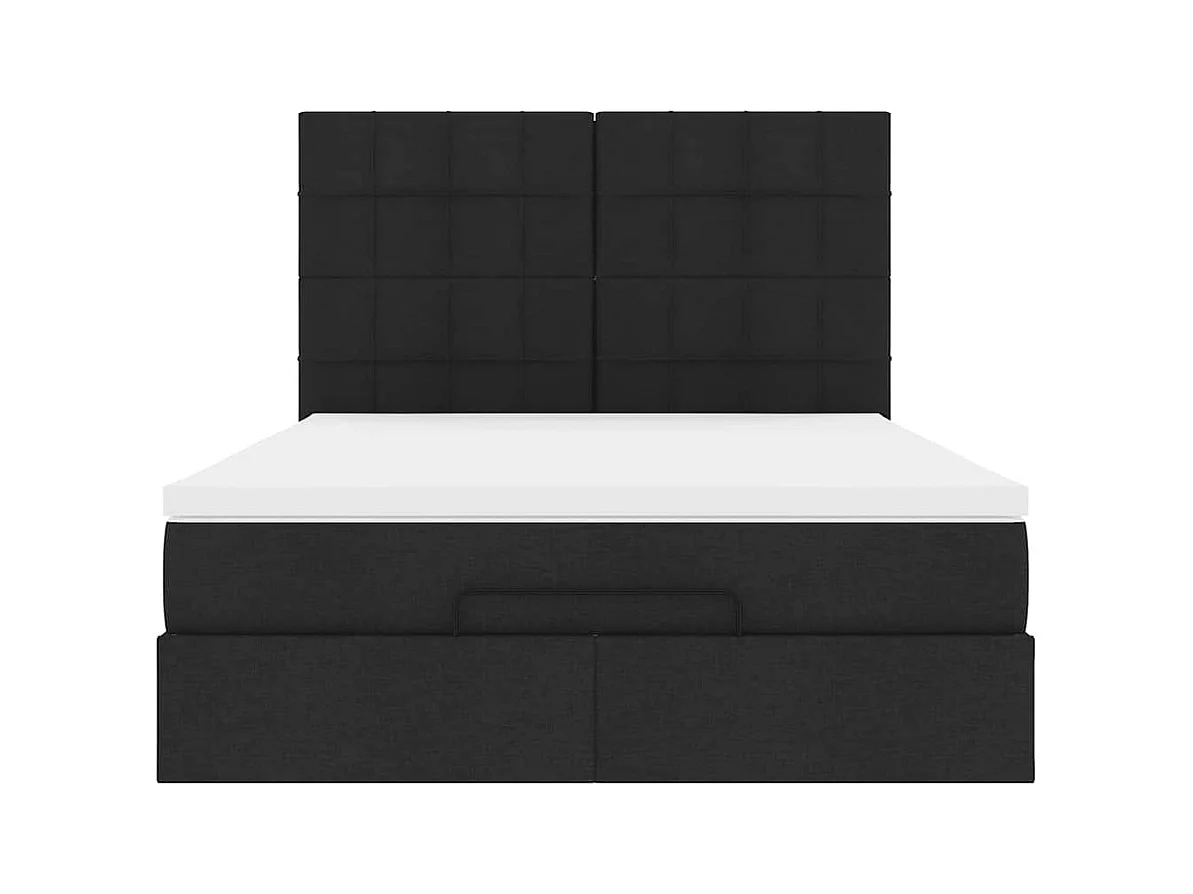 Cadre de lit ottoman avec matelas noir 140x190 cm tissu