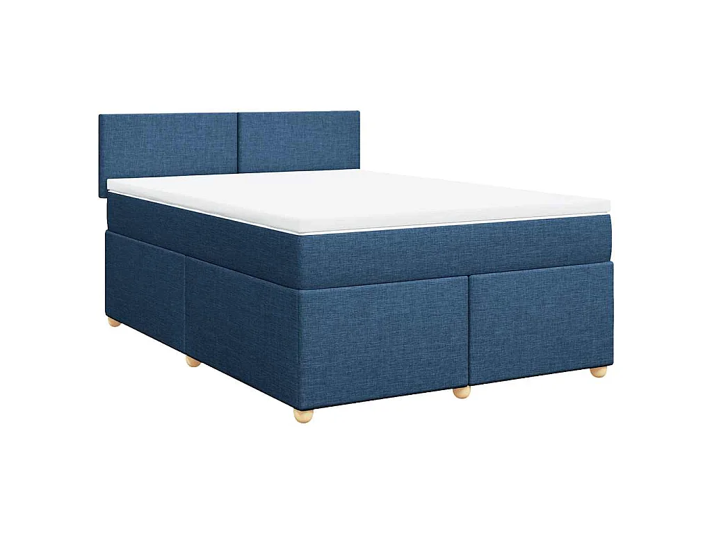 Sommier à lattes de lit avec matelas Bleu 140x190 cm Tissu