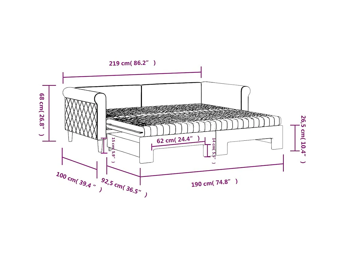 Tagesbett Ausziehbar mit Matratzen Dunkelgrau 90x190 cm Samt
