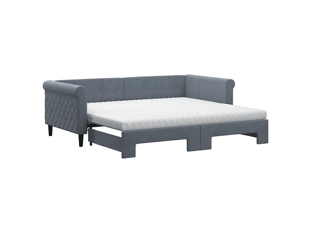 Divano Letto Estraibile Materassi Grigio Scuro 90x190cm Velluto