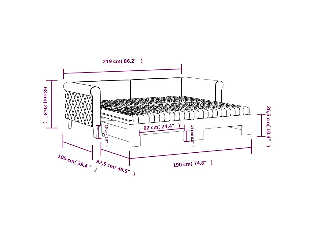 Divano Letto Estraibile Materassi Grigio Scuro 90x190cm Velluto