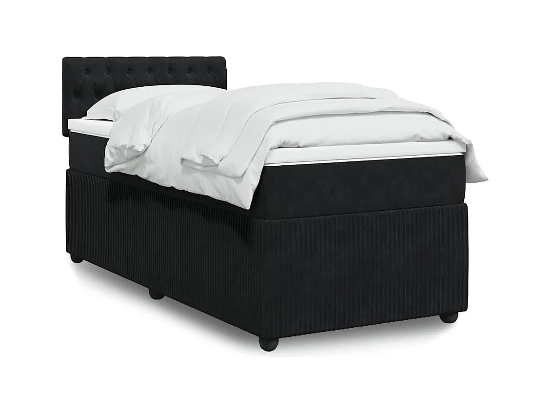 Boxspringbett mit Matratze Schwarz 90x200 cm Samt