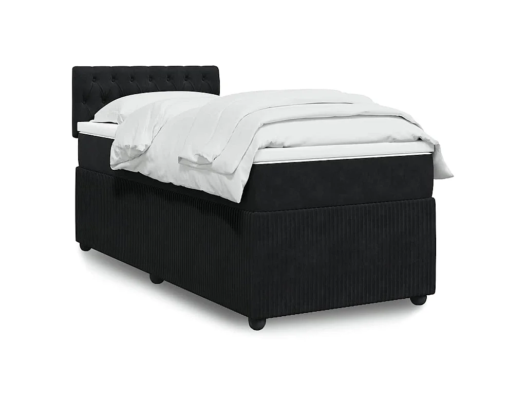 Giroletto a Molle con Materasso Nero 90x200 cm in Velluto