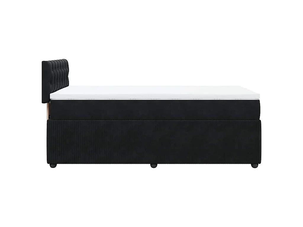 Giroletto a Molle con Materasso Nero 90x200 cm in Velluto