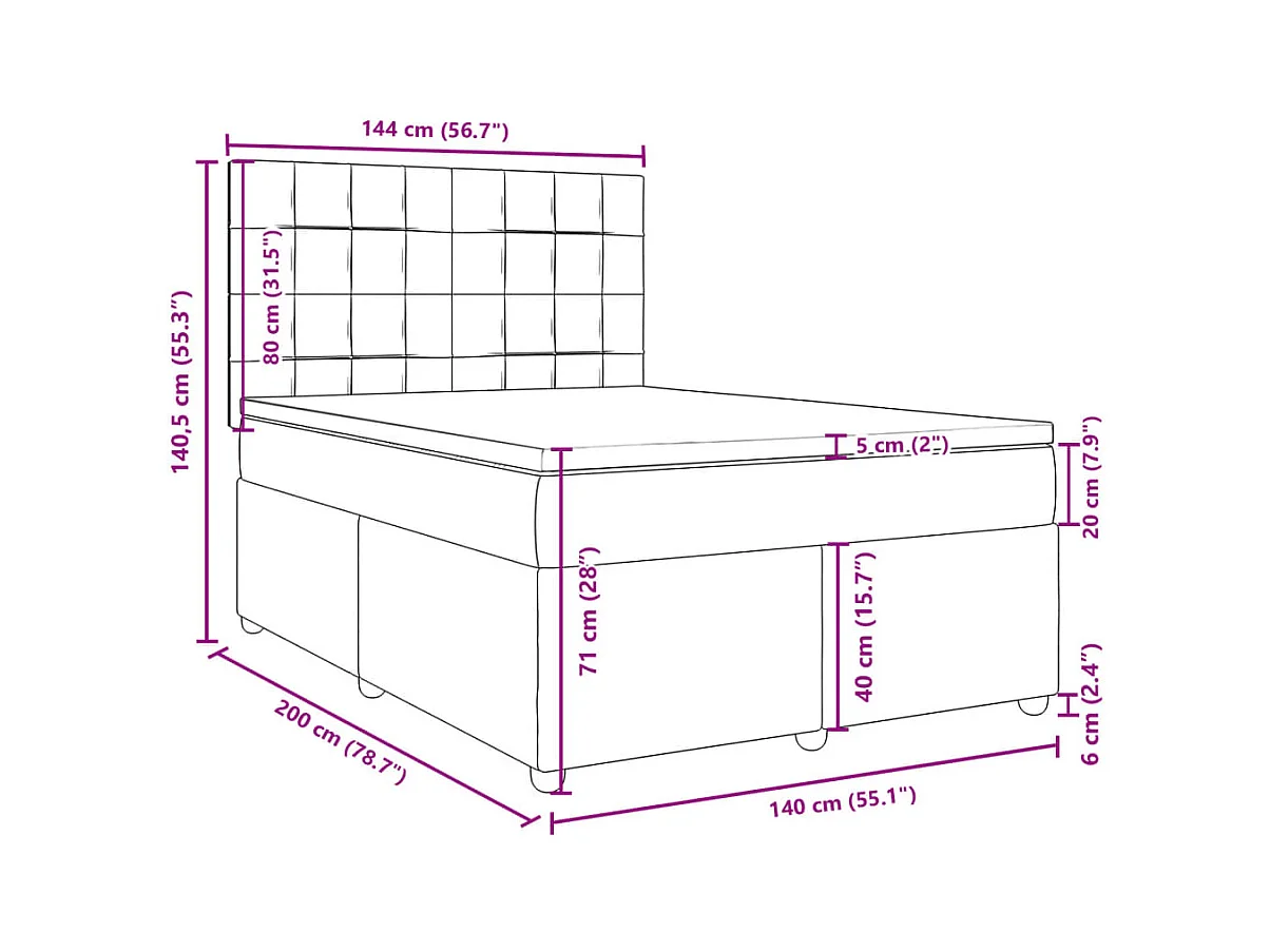 Sommier à lattes de lit avec matelas Taupe 140x200 cm Tissu