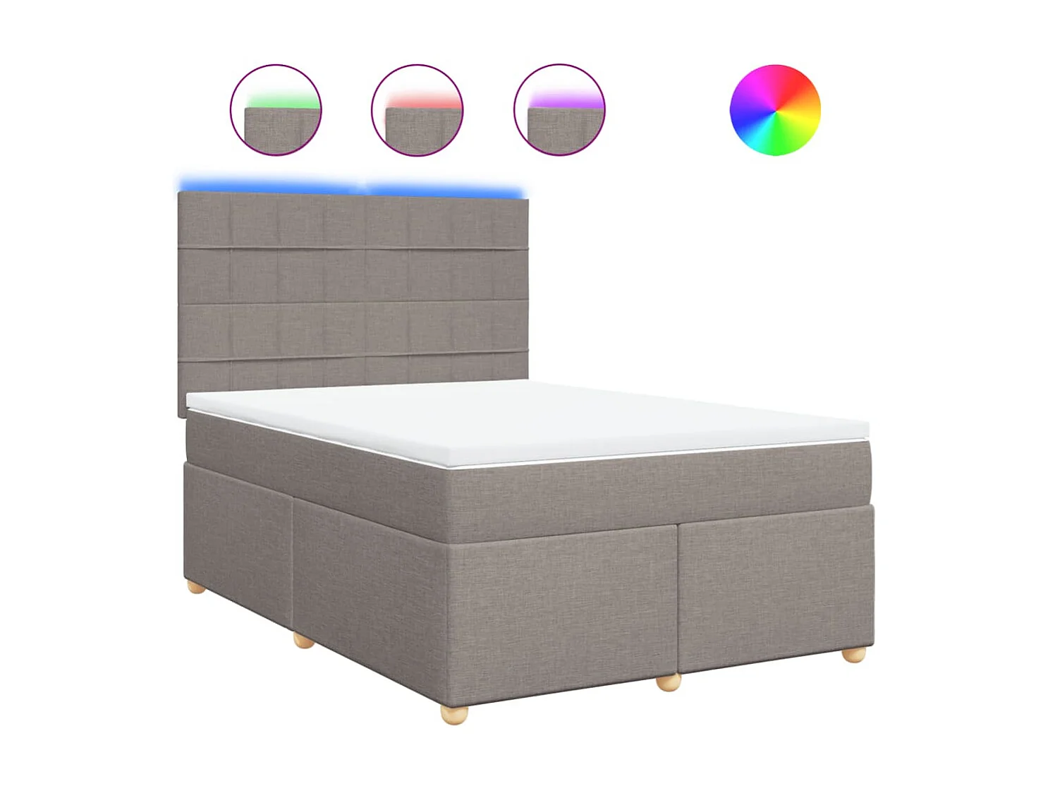 Sommier à lattes de lit avec matelas Taupe 140x200 cm Tissu