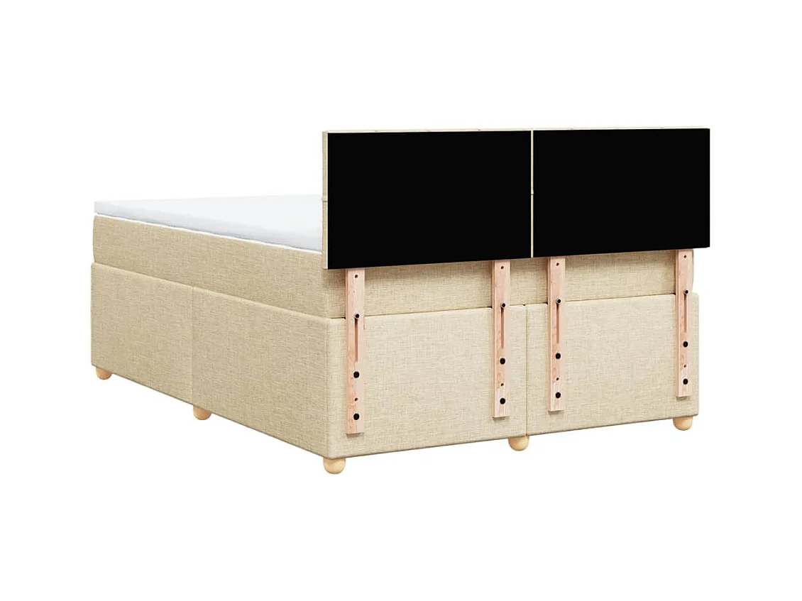 Sommier à lattes de lit avec matelas Crème 160x200 cm Tissu