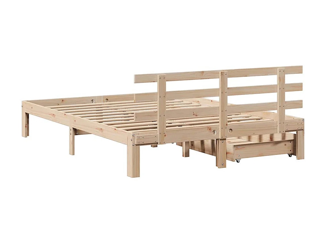 Giroletto con Cassetti 140x200 cm in Legno Massello di Pino
