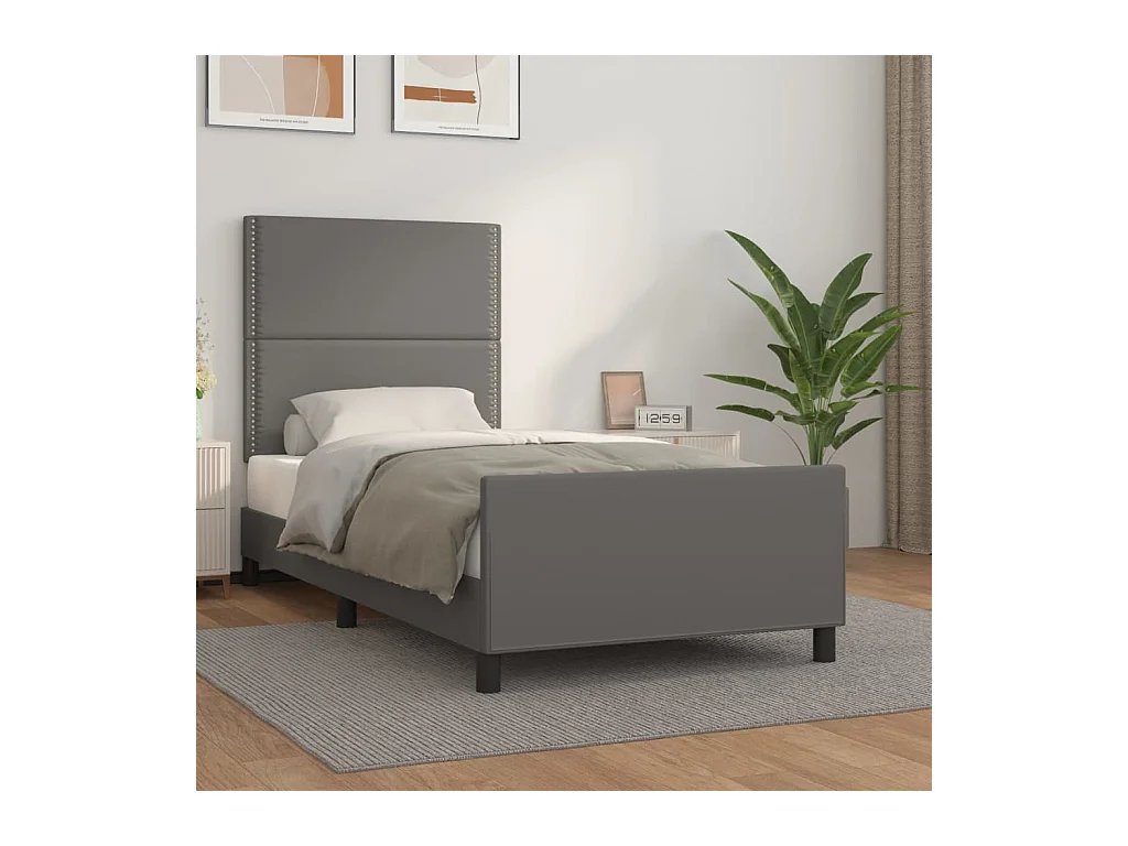 Cadre de lit sans matelas gris 90x190 cm similicuir