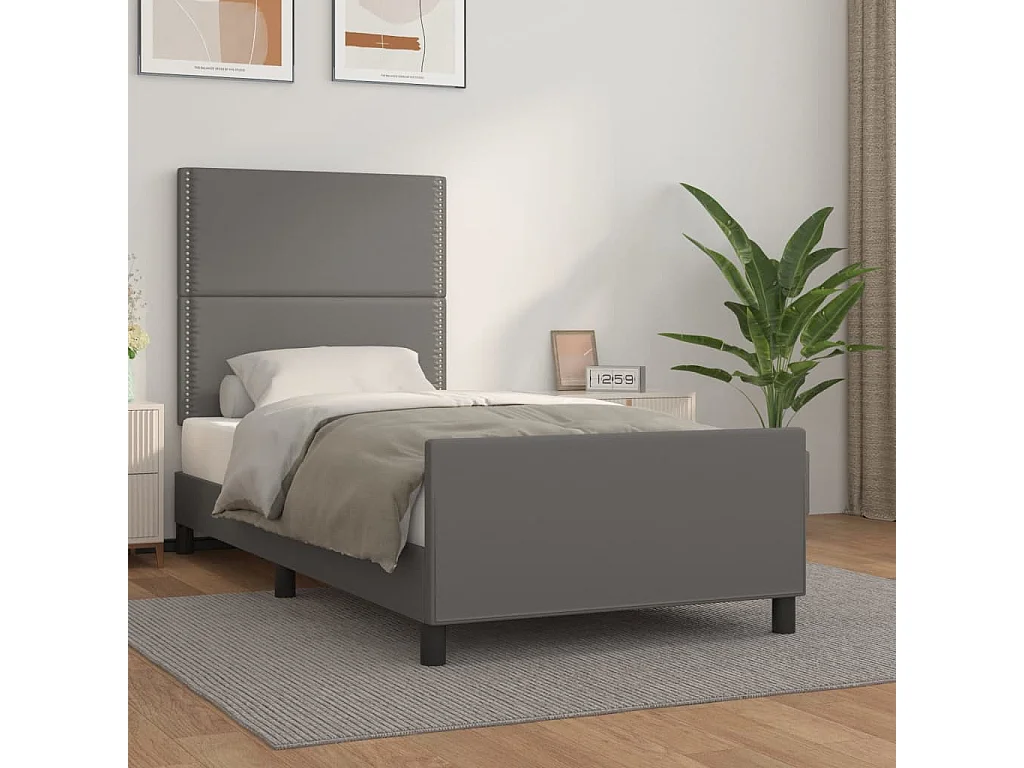 Cadre de lit sans matelas gris 90x190 cm similicuir