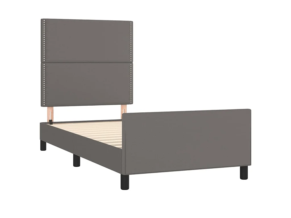 Cadre de lit sans matelas gris 90x190 cm similicuir