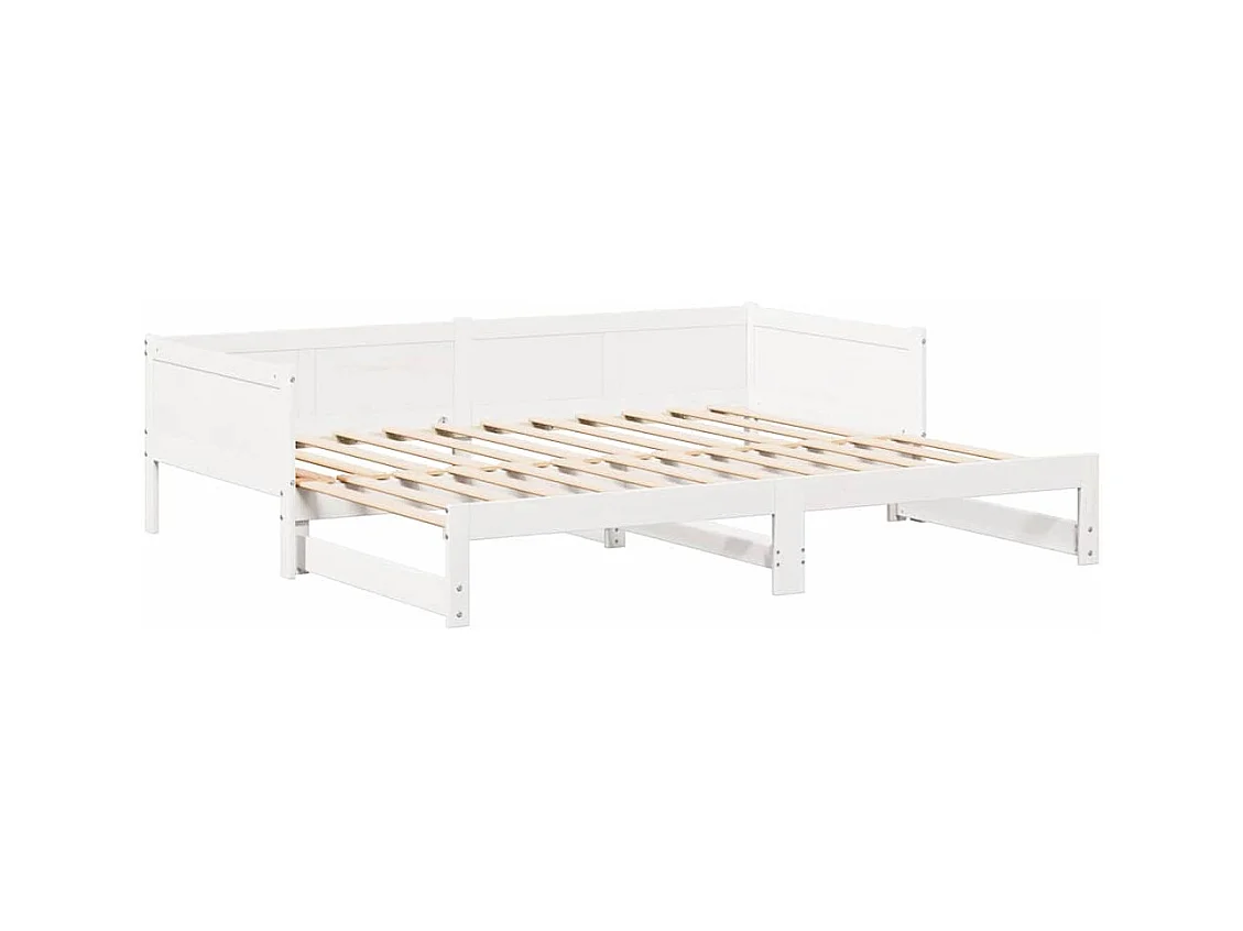 Lit Pull-out de Jour Blanc 180 x 200 cm Bois massif en pin
