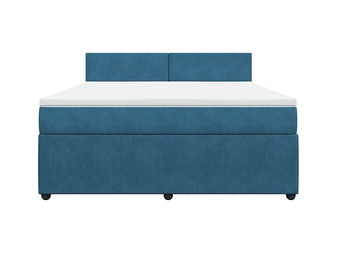 Sommier à lattes de lit et matelas bleu 180x200 cm velours