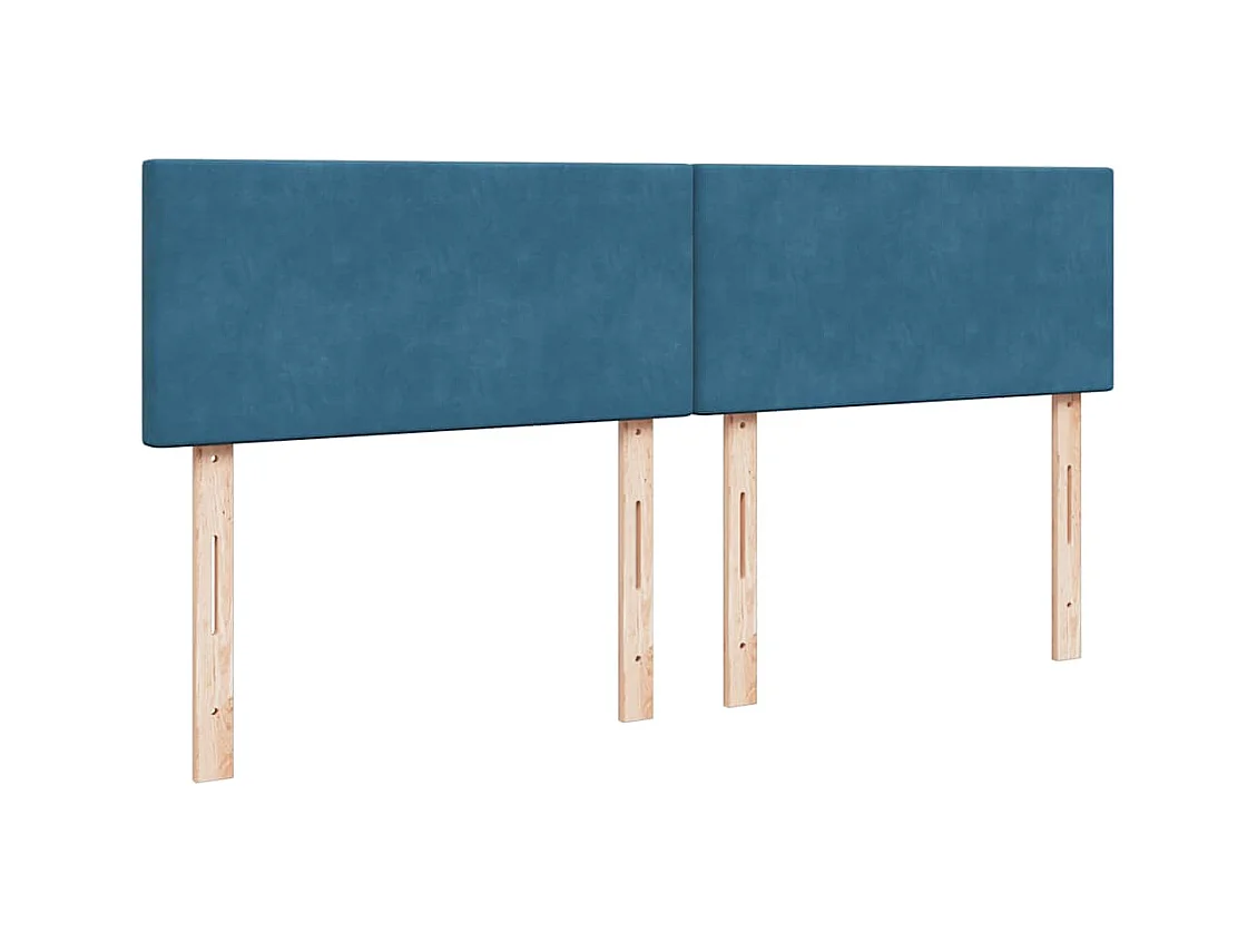 Sommier à lattes de lit et matelas bleu 180x200 cm velours