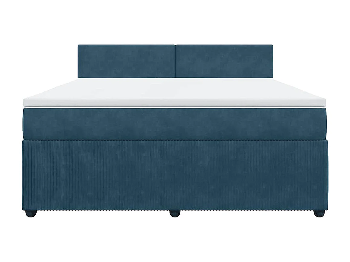 Sommier à lattes de lit et matelas bleu 180x200 cm velours