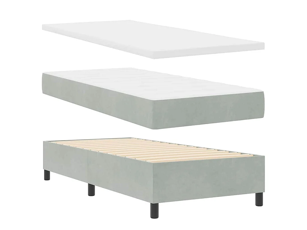 Boxspringbed met hoofdeinde Lichtgrijs 90 x 190 cm Fluweel