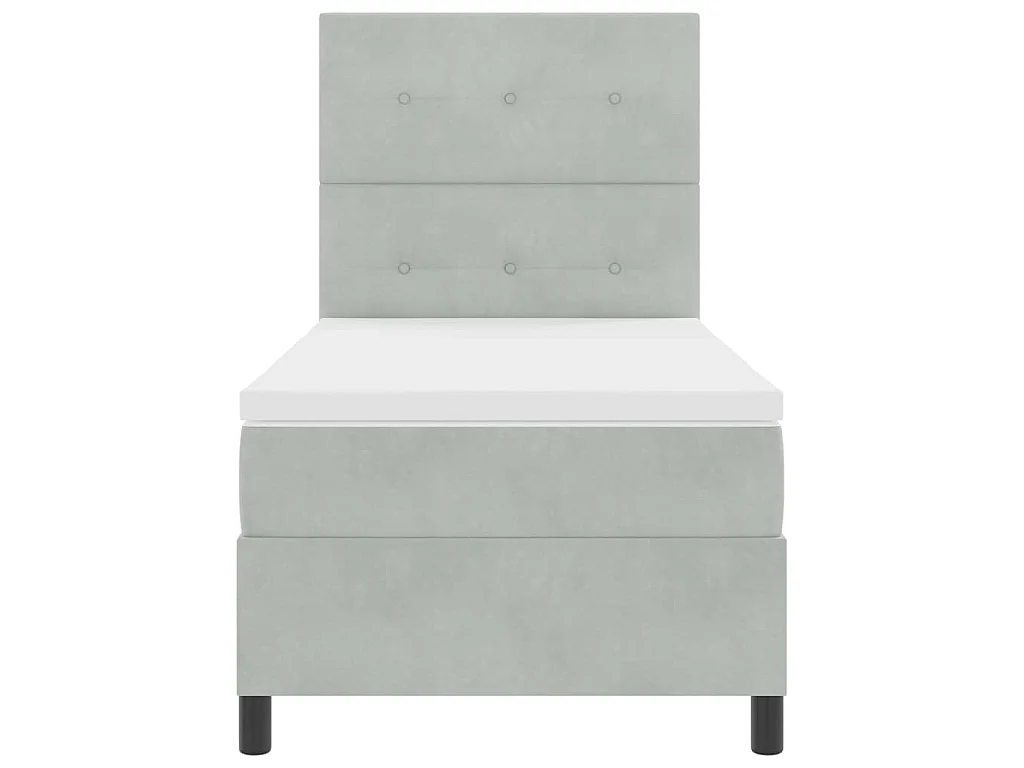 Boxspringbed met hoofdeinde Lichtgrijs 90 x 190 cm Fluweel