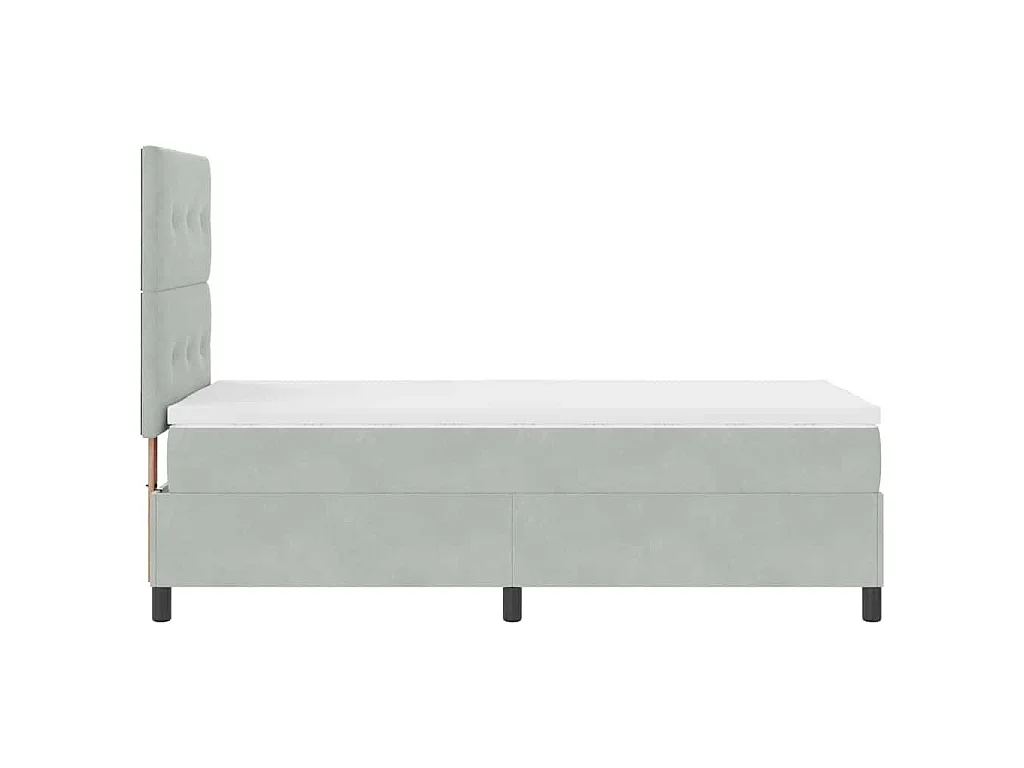 Boxspringbed met hoofdeinde Lichtgrijs 90 x 190 cm Fluweel