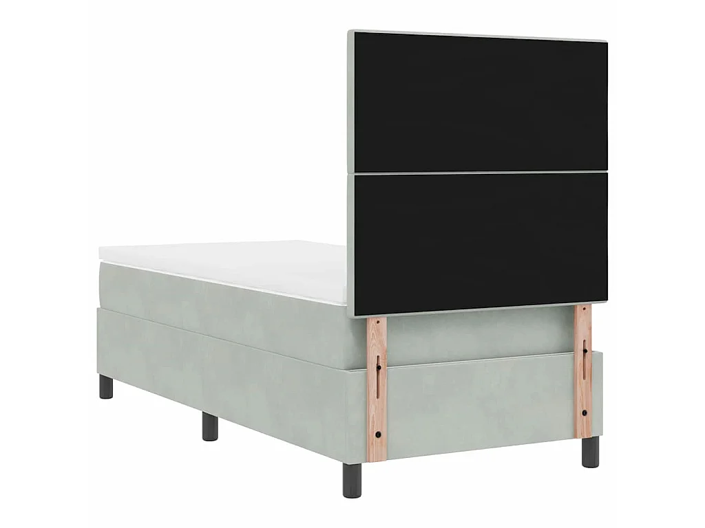 Boxspringbed met hoofdeinde Lichtgrijs 90 x 190 cm Fluweel