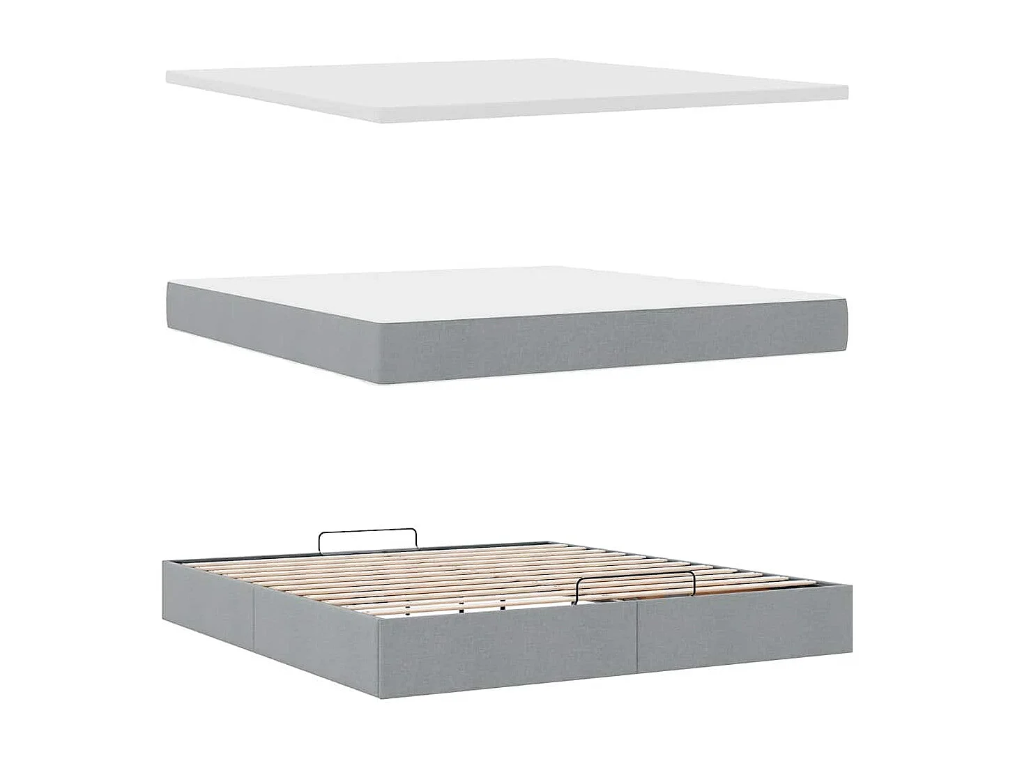 Ottoman bed met matras 180x200cm stof lichtgrijs