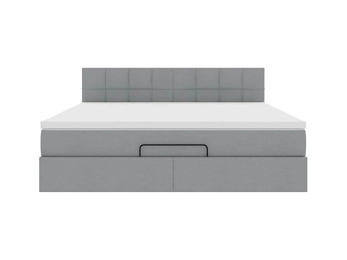 Cadre de lit ottoman et matelas gris clair 180x200 cm tissu