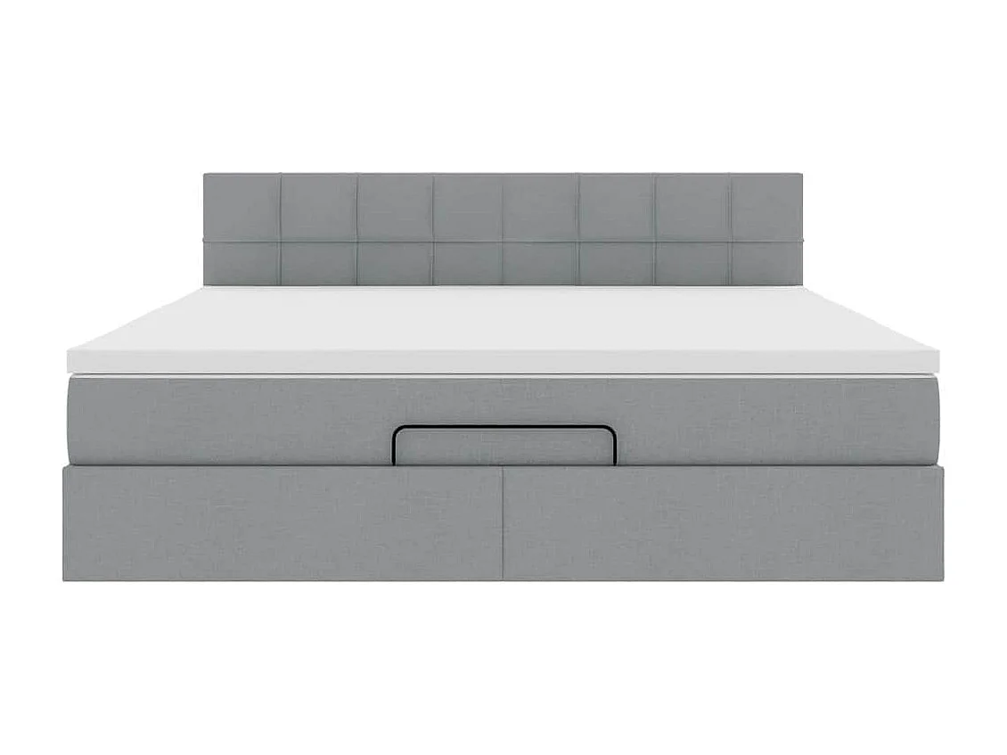 Ottoman-Bett mit Matratze Hellgrau 180x200 cm Stoff