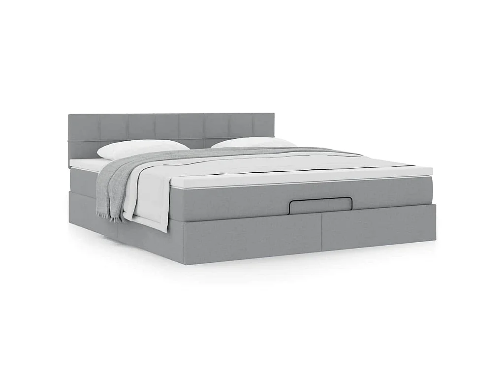 Ottoman bed met matras 180x200cm stof lichtgrijs