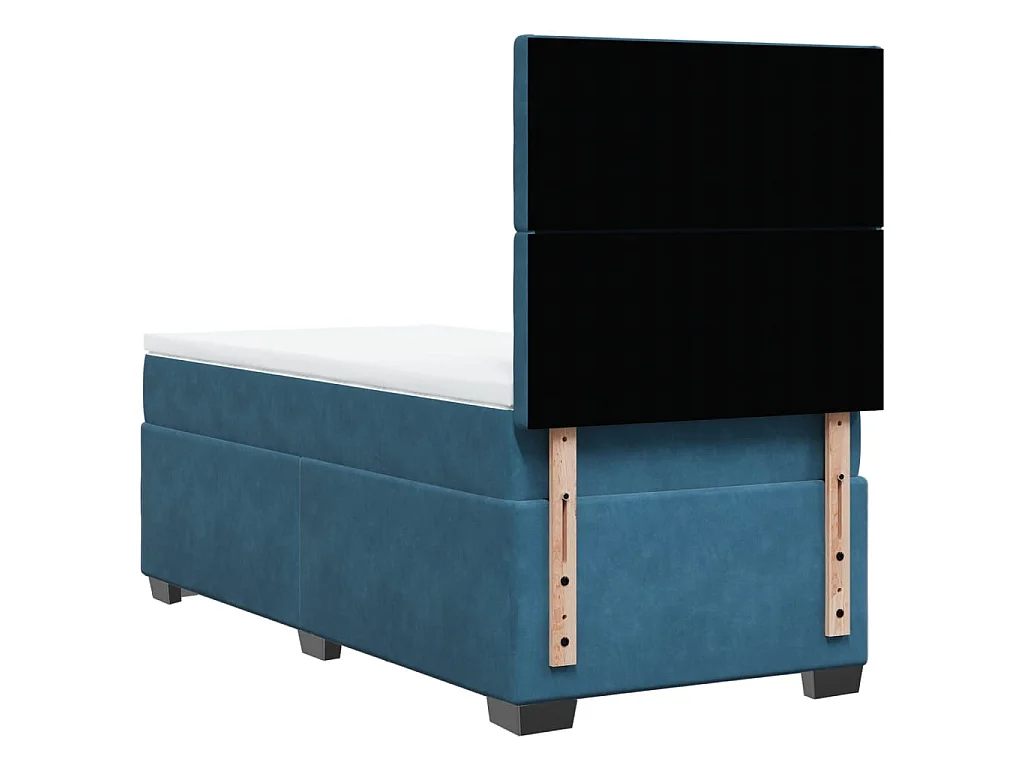 Sommier à lattes de lit avec matelas bleu 90x200 cm velours