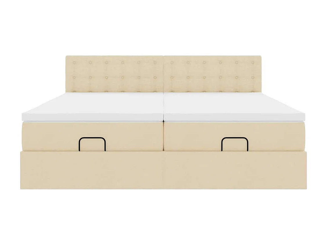 Cadre de lit ottoman avec matelas crème 180x200 cm tissu